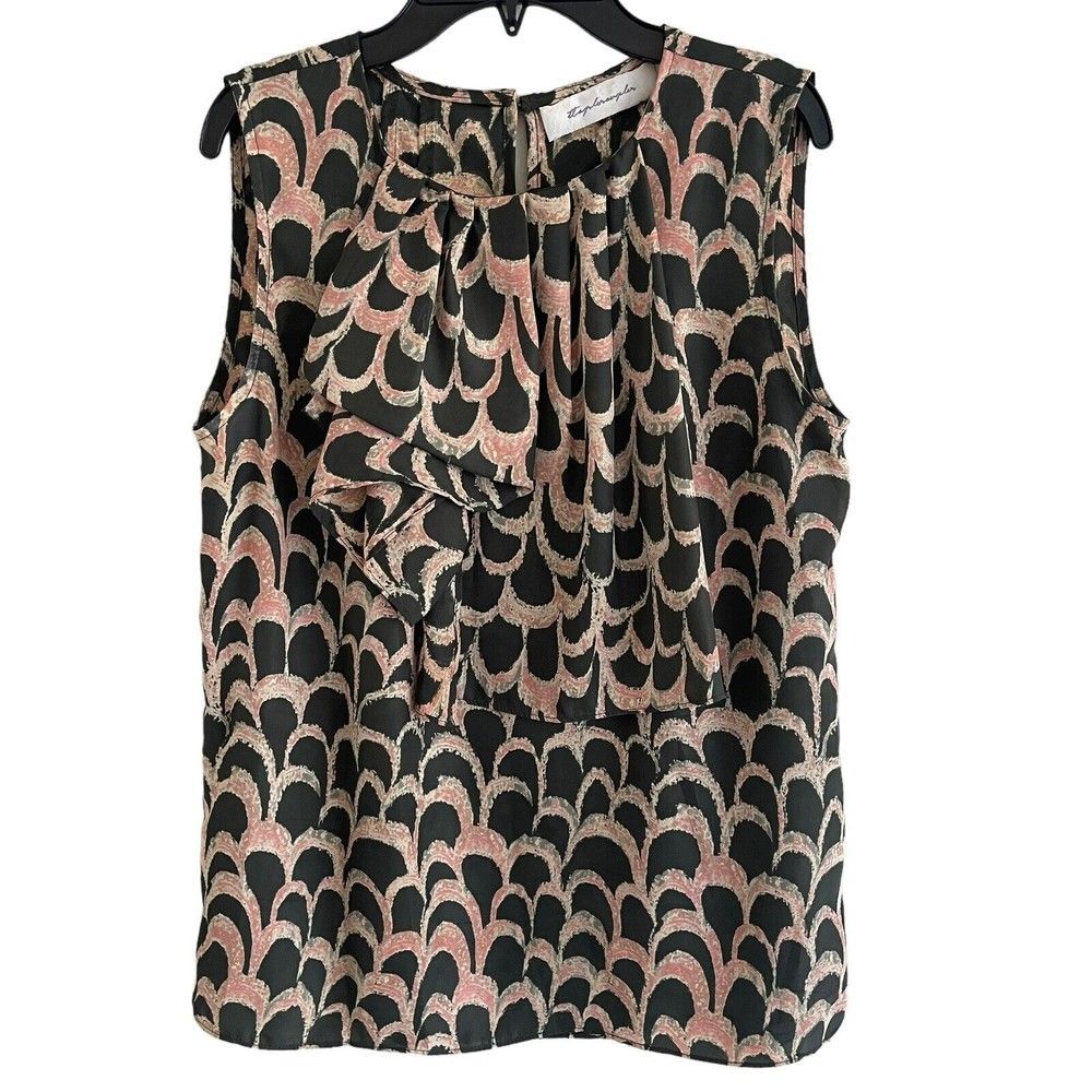 Tbags Sleeveless Top Size M Career Workwear Blouse Back Keyhole Button